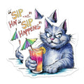(2 Pack) Funny Cat Stickers - 5" On Longest Side - Sticks to Smooth Flat Surfaces - Made in USA - BMCS8560 - BMCS8560