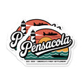 (2 Pack) Pensacola Florida Magnets - America First Settlement Landmark - Vintage Lighthouse Biplane Submarine Scene - 5 Inches On Longest Side - Thick Durable Magnet - Made in USA - MAG19482
