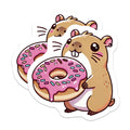 (2 Pack) Cute Hamster Donut Magnets - Kawaii Refrigerator Decor - Adorable Animal Lover Kitchen Accessories - 5 Inches On Longest Side - Thick Durable Magnet - Made in USA - MAG39239
