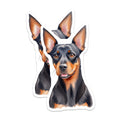 (2 Pack) Min Pin Dog Magnets - Watercolor Miniature Pinscher Art - Dog Owner Fridge Kitchen Decor - 5 Inches On Longest Side - Thick Durable Magnet - Made in USA - MAG37615