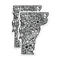 (2 Pack) Vermont Stickers - Floral State Art - Vermont Outline Design - 5" On Longest Side - Sticks to Smooth Flat Surfaces - Made in USA - BMCS18594
