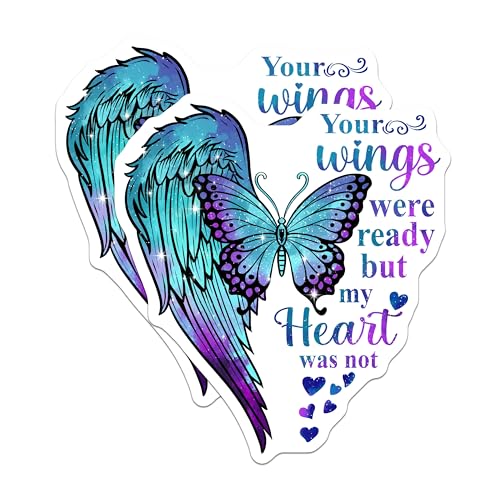 (2 Pack) Inspirational Quote Stickers - Butterfly Wing Design - Motivational Decal for Journals and Laptops - 5" On Longest Side - Sticks to Smooth Flat Surfaces - Made in USA - BMCS6109