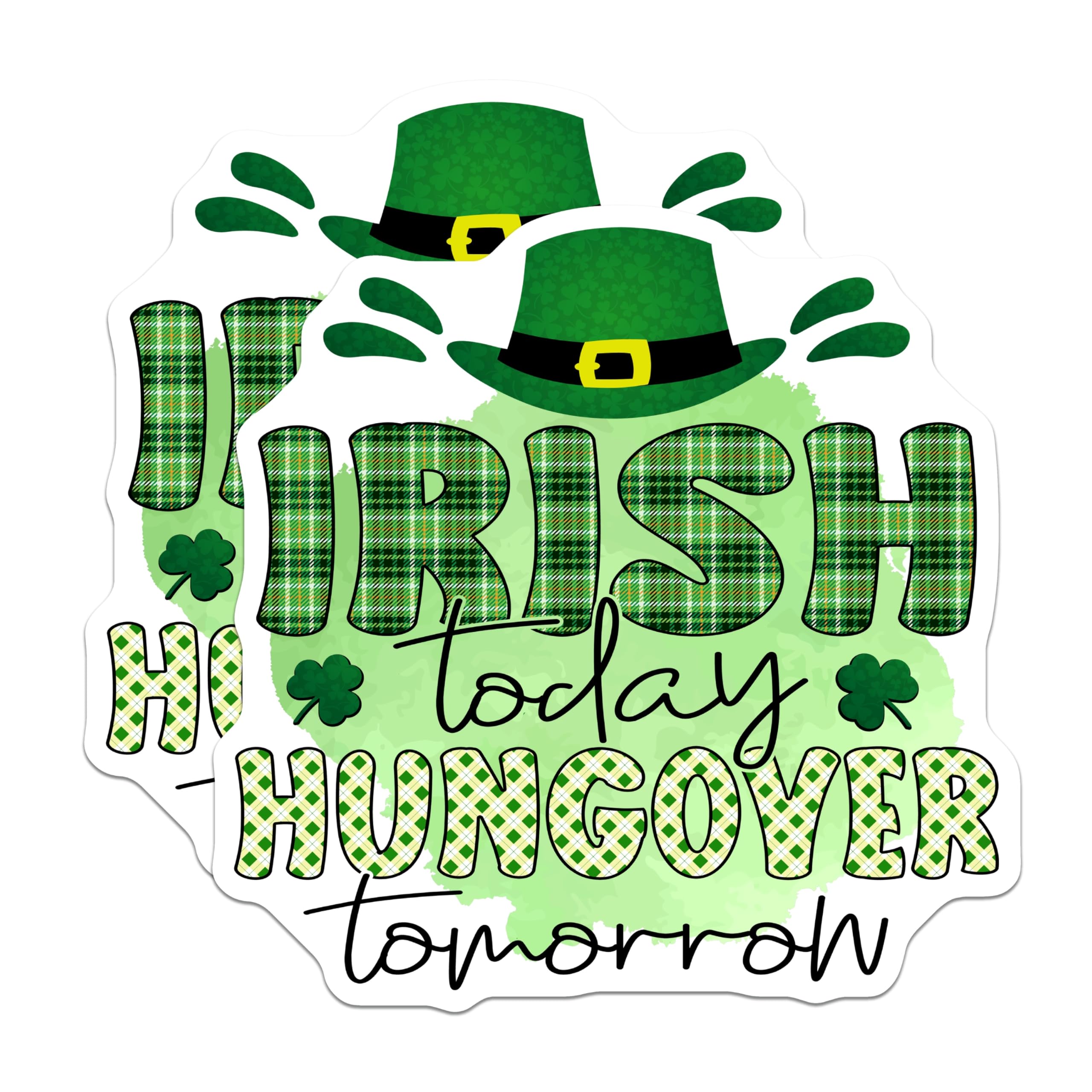 (2 Pack) Irish Today Hungover Tomorrow Magnets - St Patricks Day Celebration Humor - Green Shamrock Leprechaun Hat - 5 Inches On Longest Side - Thick Durable Magnet - Made in USA - MAG20822