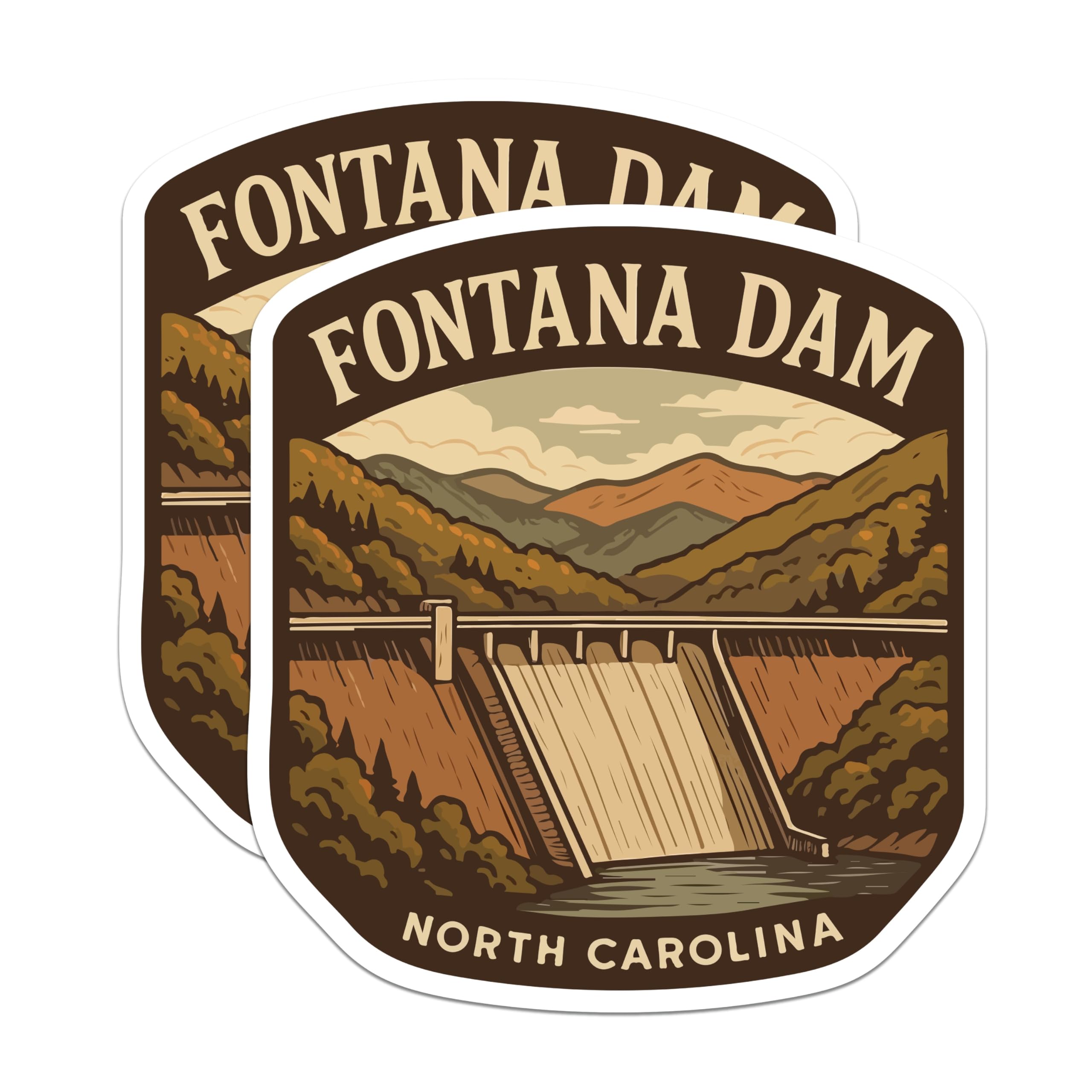 (2 Pack) Fontana Dam Magnets - North Carolina Travel Souvenir - Smoky Mountains Landmark - 5 Inches On Longest Side - Thick Durable Magnet - Made in USA - MAG19597