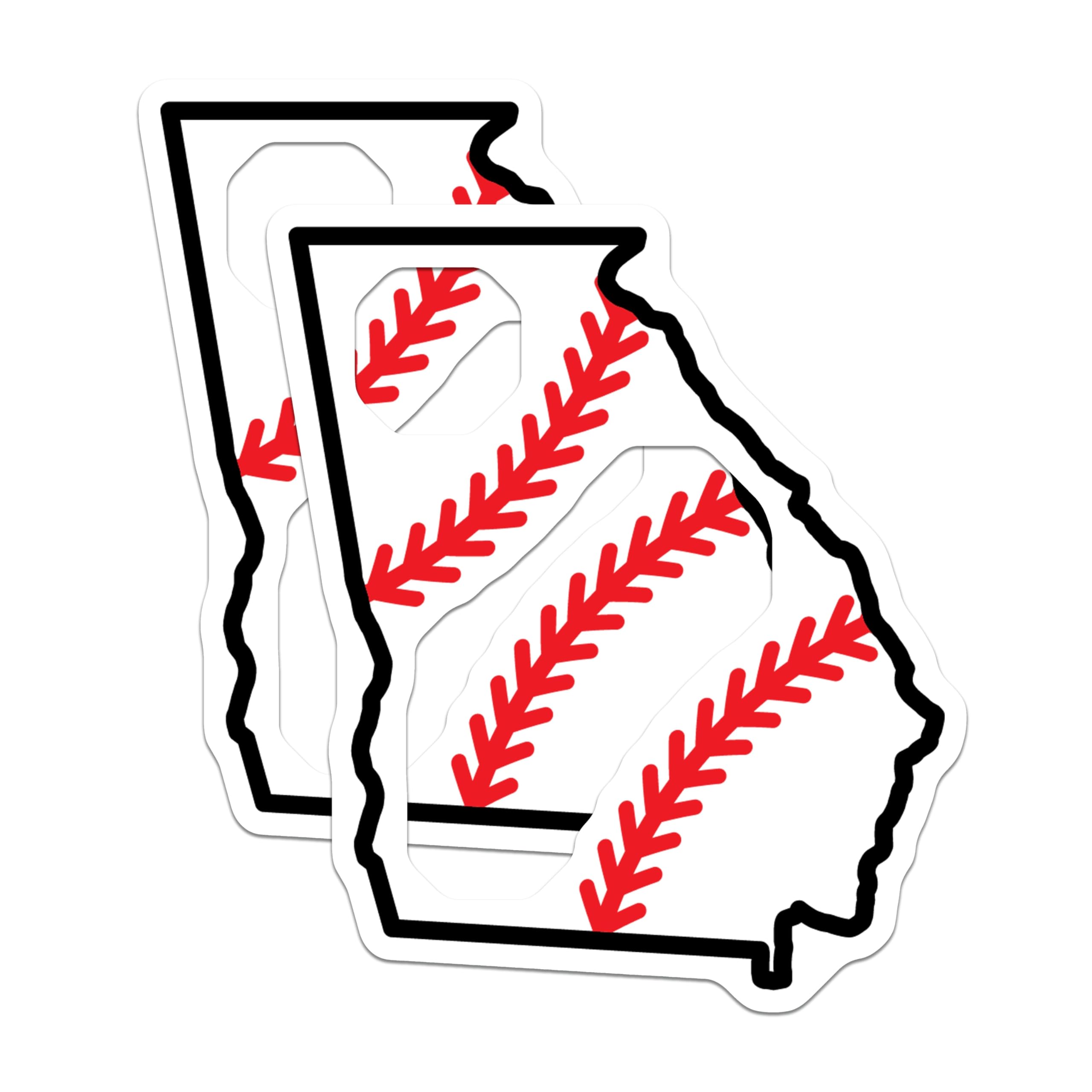 (2 Pack) Georgia Baseball Magnets - State Pride - Sports Fan Decor - 5" On Longest Side - Premium Magnet - for Cars, Refrigerators, Toolboxes, Lockers - Made in USA - MAG18722