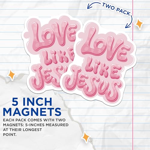 (2 Pack) Love Like Jesus Magnets Magnets - 5" On Longest Side - Made in USA - Sticks to Refrigerators & Metal Surfaces - MAG8949