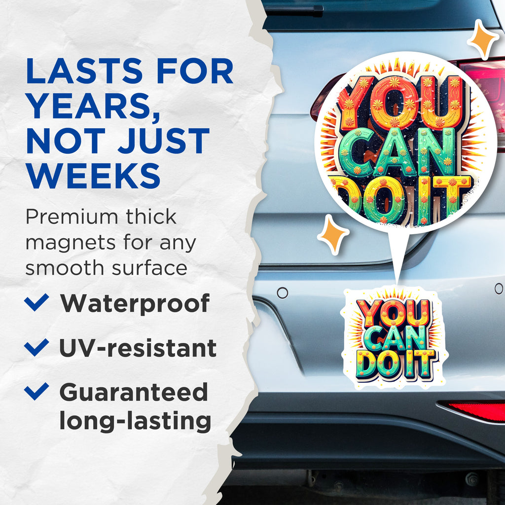 (2 Pack) You Can Do It Magnets - Motivational Fridge Decor - Positive Quote Encouragement for Students Office Locker - 5 Inches On Longest Side - Thick Durable Magnet - Made in USA - MAG36195