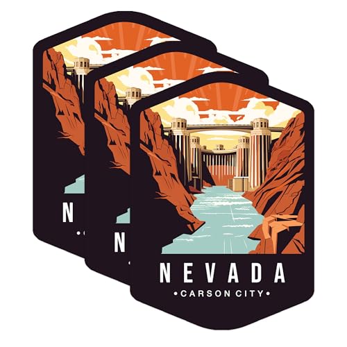 (3 Pack) Nevada Decals - Carson City Decal - State Travel Decal - 3 Inches On Longest Side - Easy Peel & Apply - Made in USA - 3MCS0369