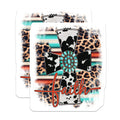 (2 Pack) Western Faith Cross Magnets - Cowhide Leopard Print - Turquoise Concho Serape Design - 5 Inches On Longest Side - Thick Durable Magnet - Made in USA - MAG23864