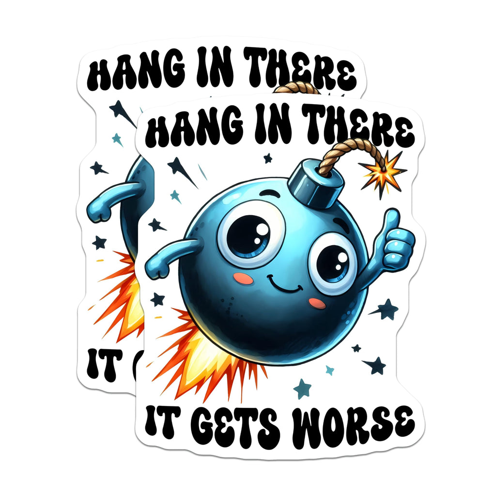(2 Pack) It Gets Worse Cartoon Magnet - Cute Motivational Decor - Home - 5" On Longest Side - Sticks to Smooth Flat Surfaces - Made in USA - MAG9675