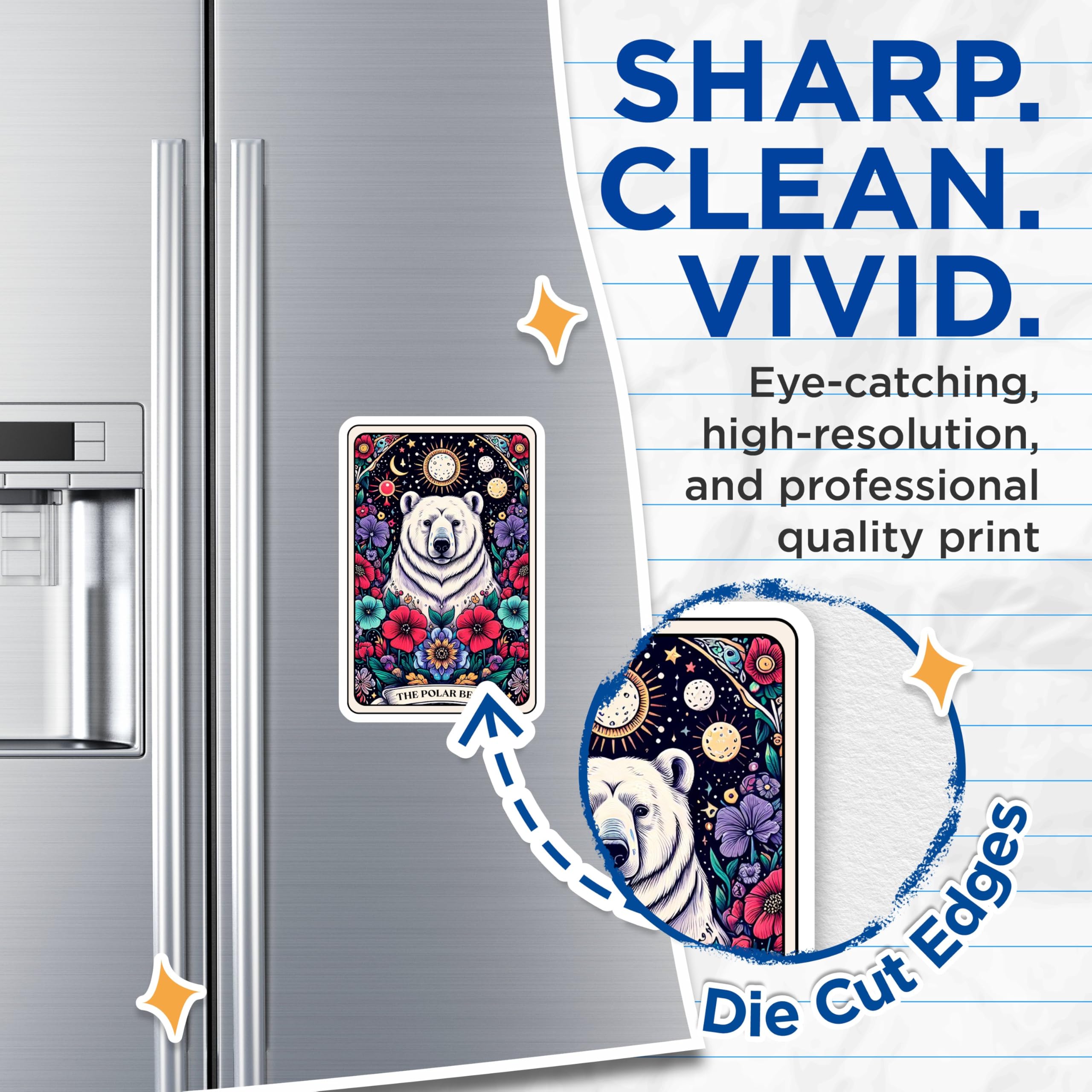(2 Pack) Polar Bear Magnets - Colorful Animal Design - Nature Theme - 5" On Longest Side - for Cars, Fridges, Toolboxes - Made in USA - MAG4483