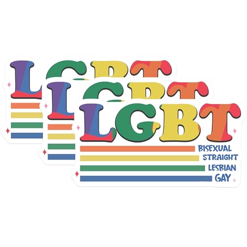 (3 Pack) LGBT Pride Decals - Bisexual Gay Lesbian - Straight Decal- 3 Inches On Longest Side - Easy Peel & Apply - Made in USA - 3MCS5352