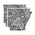 (2 Pack) Arkansas State Magnets - Intricate Floral Zen Design - Mandala Inspired Decor - 5 Inches On Longest Side - Thick Durable Magnet - Made in USA - MAG19177