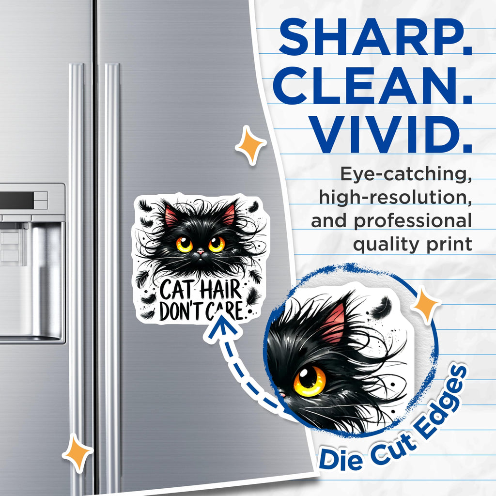(2 Pack) Cat Hair Dont Care Magnets - Funny Feline - Cute Cat Owner Decor - 5" On Longest Side - Premium Magnet - for Cars, Refrigerators, Toolboxes, Lockers - Made in USA - MAG15780