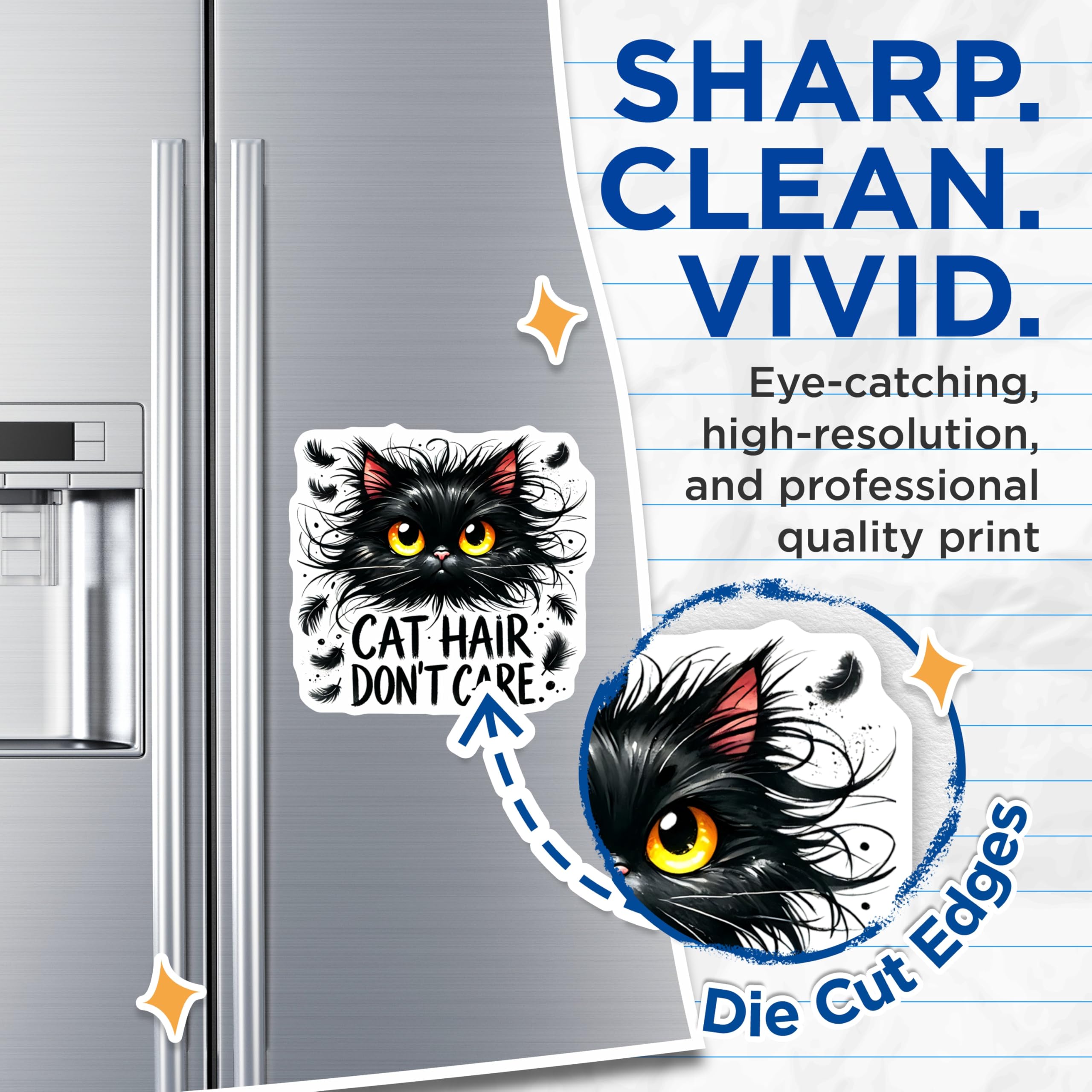 (2 Pack) Cat Hair Dont Care Magnets - Funny Feline - Cute Cat Owner Decor - 5" On Longest Side - Premium Magnet - for Cars, Refrigerators, Toolboxes, Lockers - Made in USA - MAG15780
