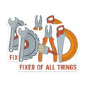 (2 Pack) Dad Fixer of All Things Stickers - Funny Dad Meme Stickers - Handy Man Dad Stickers - 5" On Longest Side - Sticks to Any Smooth Flat Surface - Made in USA - BMCS3412