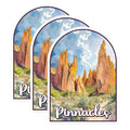 (3 Pack) Pinnacles Decals - Arizona Landscape - Desert Laptop Decals - 3 Inches On Longest Side - Easy Peel & Apply - Made in USA - 3MCS0444