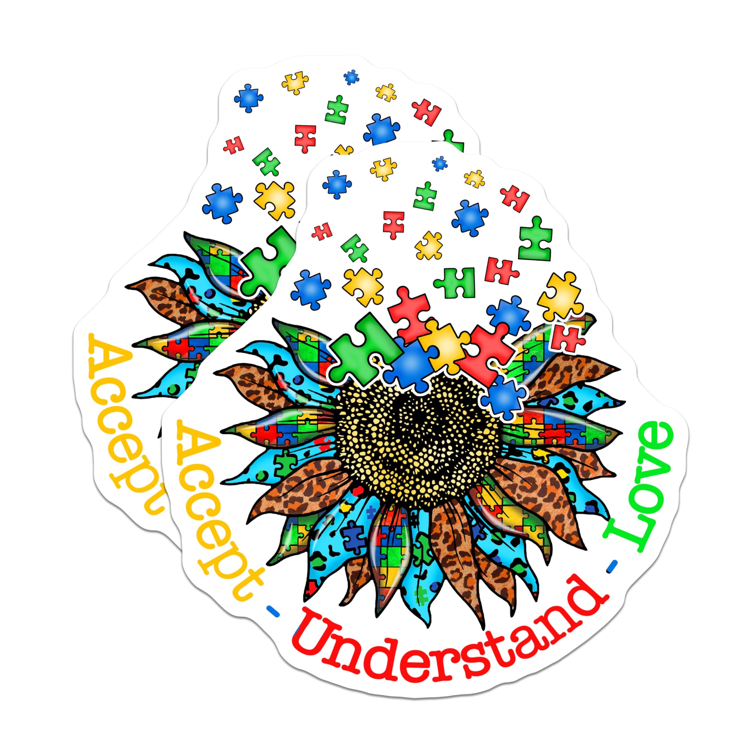 (2 Pack) Autism Awareness Stickers - Puzzle Piece Decals - 5" On Longest Side - Sticks to Smooth Flat Surfaces - Made in USA - BMCS8526 - BMCS8526