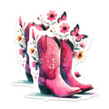 (2 Pack) Pink Cowboy Boots Magnets - Floral Western Boot - Cowgirl Aesthetic Fridge Decor - Butterfly Design - 5 Inches On Longest Side - Thick Durable Magnet - Made in USA - MAG39645
