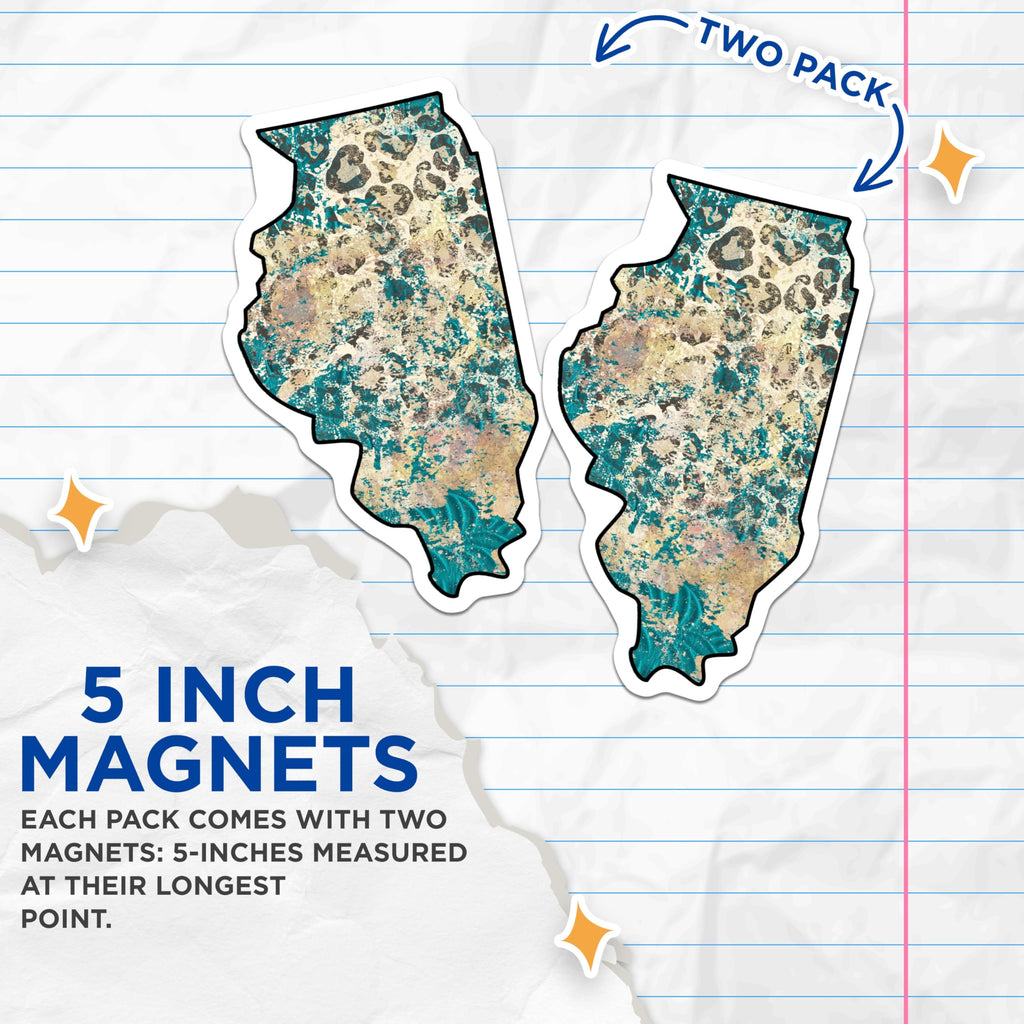 (2 Pack) Leopard Spots Pattern Magnets - Abstract Art Style - Home Decor Magnets - 5" On Longest Side - Premium Magnet - for Cars, Refrigerators, Toolboxes, Lockers - Made in USA - MAG18490