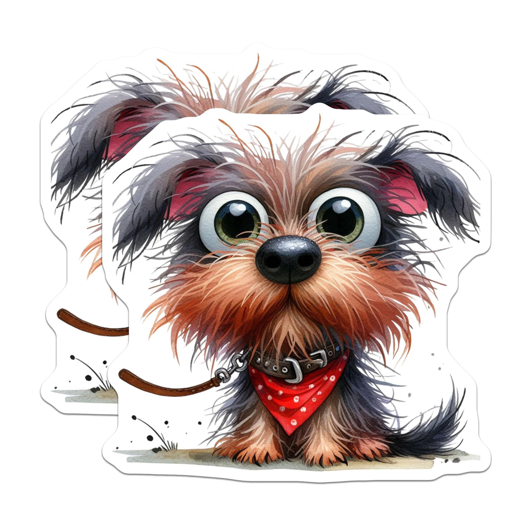 (2 Pack) Adorable Scruffy Dog Magnets - Cute Puppy Lover Decor - Yorkie Style Fridge Locker Office Decor - 5 Inches On Longest Side - Thick Durable Magnet - Made in USA - MAG28276