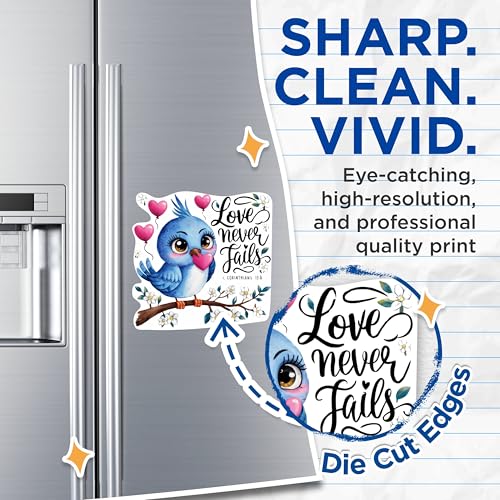 (2 Packs) Love Never Fails Magnets - 1 Corinthians 13:8 Christian Positive Magnets - 5 Inches On Longest Side - Premium Magnet - for Fridges, Toolboxes, Cars - Made in USA - MAG2307