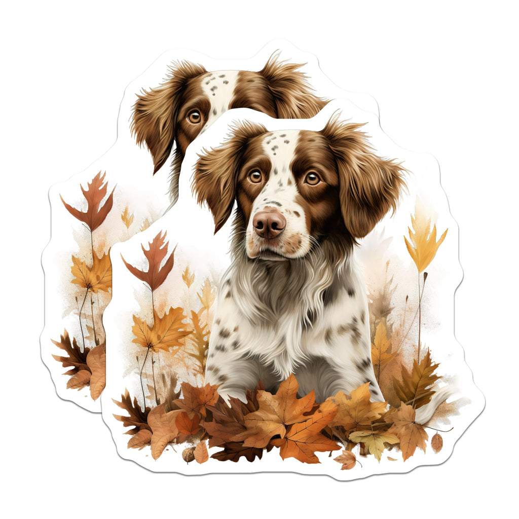 (2 Pack) Brittany Spaniel Dog Magnets - Fall Leaves Decor - Dog Lover Refrigerator Magnet - 5 Inches On Longest Side - Thick Durable Magnet - Made in USA - MAG29345