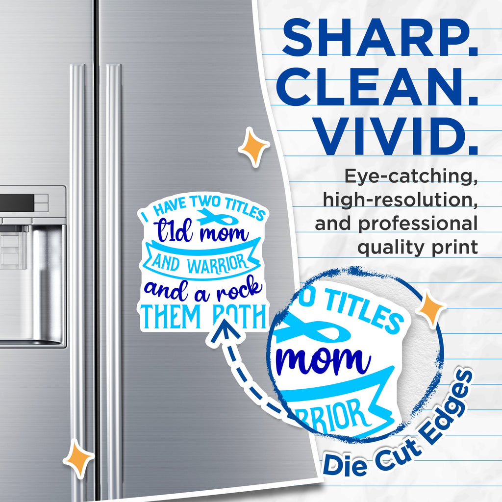 (2 Pack) Lil Mom Warrior Magnets - Blue Ribbon Support - Resilient Matriarch Fridge Decor - Inspirational Parent Aid - 5 Inches On Longest Side - Thick Durable Magnet - Made in USA - MAG38148