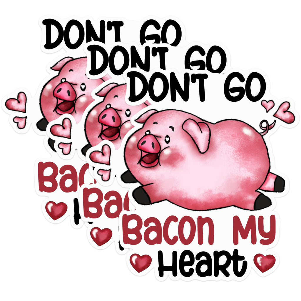 (3 Pack) Pig Decals - Bacon My Heart Sticker - Cute Piggy Laptop Decal - 3 Inches On Longest Side - Easy Peel & Apply - Made in USA - 3MCS1689
