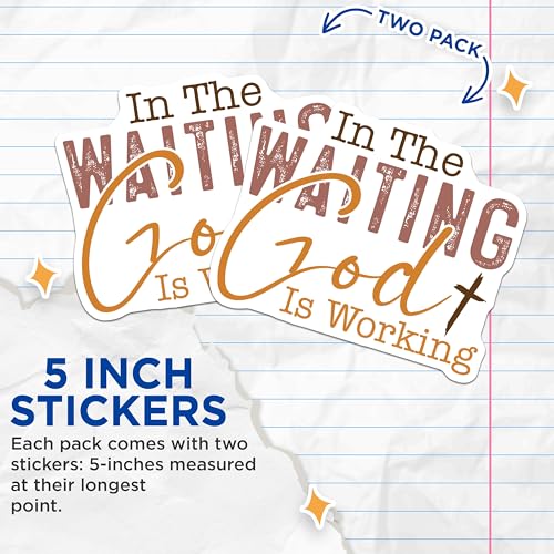 (2 Pack) Inspirational Quote Stickers - Faith Stickers - Encouragement Stickers - 5" On Longest Side - Sticks to Smooth Flat Surfaces - Made in USA - BMCS6394