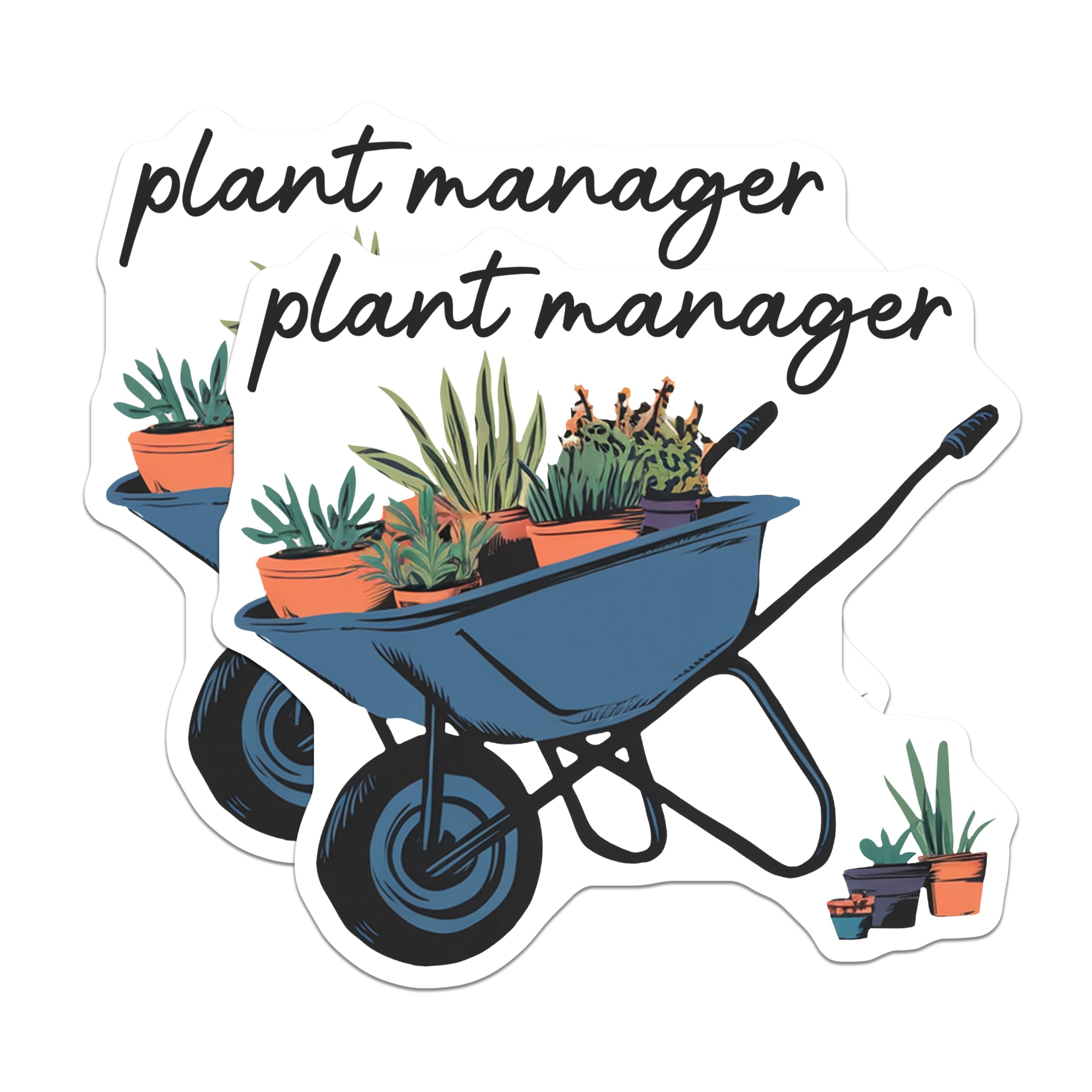 (2 Pack) Plant Manager Magnets - Gardening Enthusiast - Wheelbarrow of Plants - 5" On Longest Side - Premium Magnet - for Cars, Refrigerators, Toolboxes, Lockers - Made in USA - MAG17616
