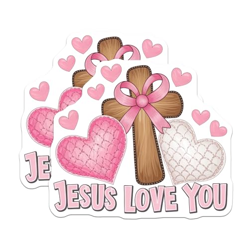 (2 Pack) Jesus Love You Stickers - 5" On Longest Side - Sticks to Smooth Flat Surfaces - Made in USA - BMCS8927 - BMCS8927
