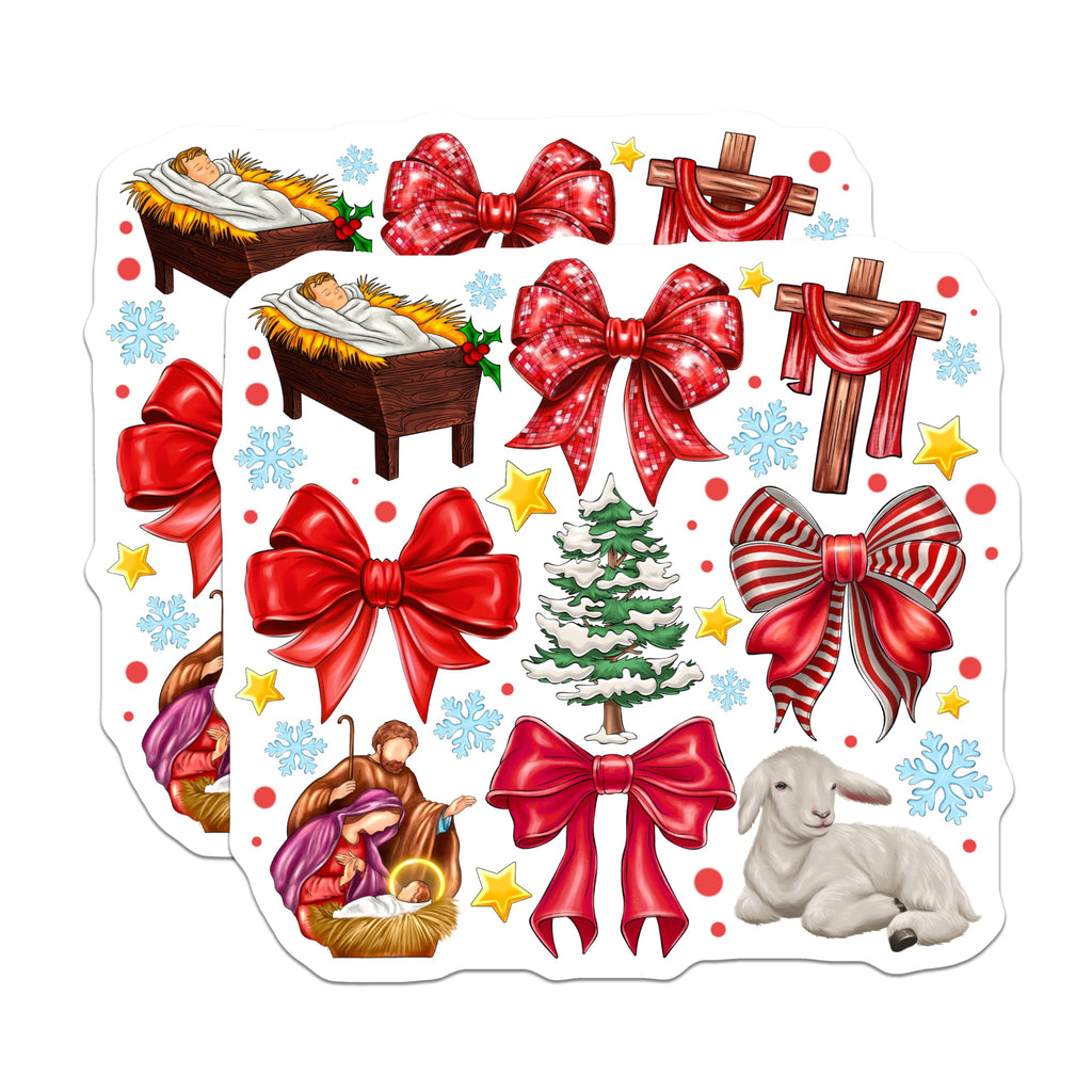 (2 Pack) Christian Christmas Magnets - Nativity Scene Decor - Festive Holy Family Accents - 5 Inches On Longest Side - Thick Durable Magnet - Made in USA - MAG24357