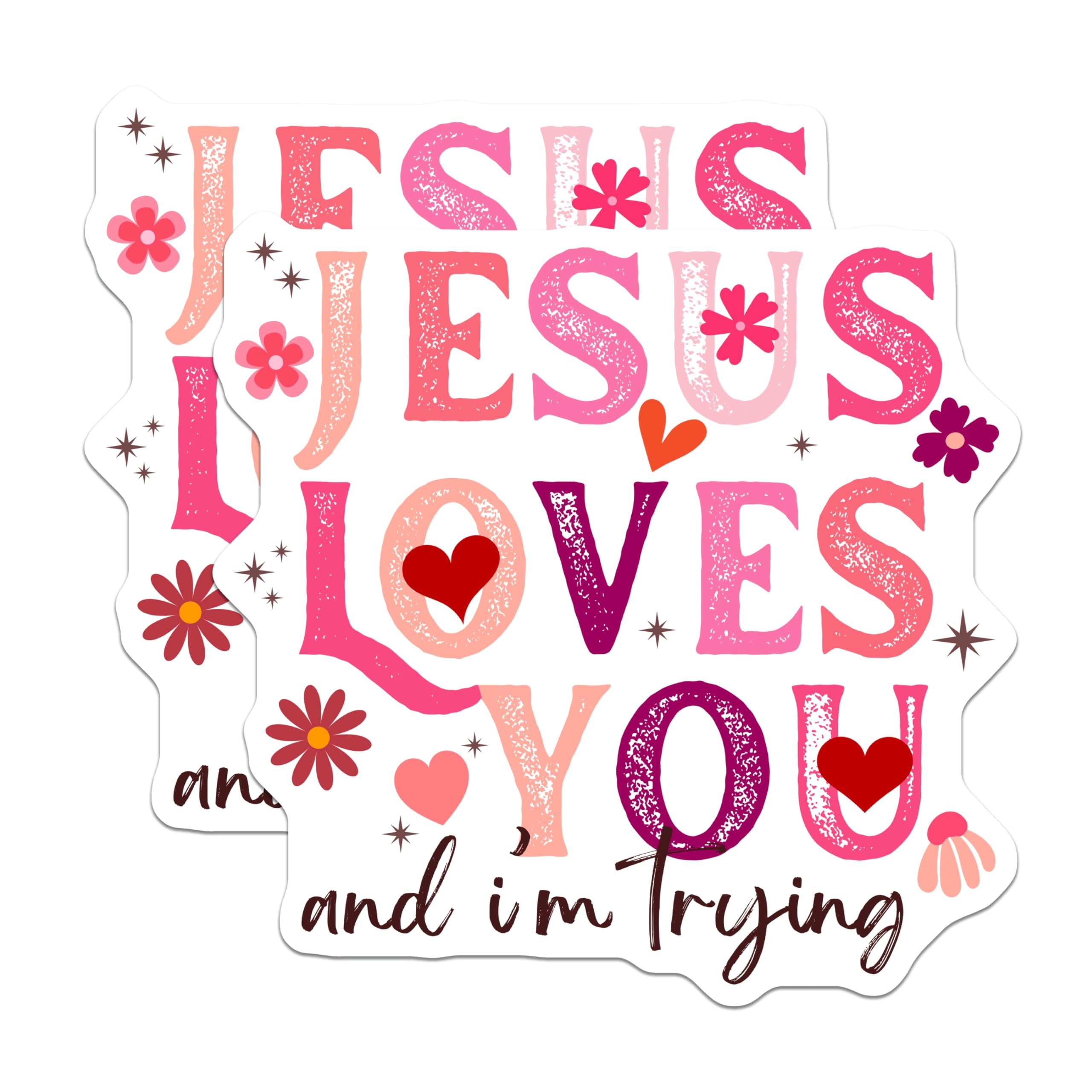 (2 Pack) Jesus Loves You Magnets - Christian Faith Decor - Humorous Religious Sayings - Spiritual Message Art - 5 Inches On Longest Side - Thick Durable Magnet - Made in USA - MAG21653