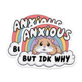 (2 Pack) Anxious Hamster Magnets - Funny Relatable Quote - Rainbow Mental Health Decor - 5 Inches On Longest Side - Thick Durable Magnet - Made in USA - MAG21341