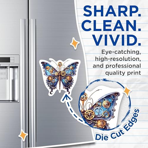 (2 Packs) Steampunk Butterfly Magnets - Aesthetic Gothic Steampunk Magnets - 5 Inches On Longest Side - Premium Magnet - for Fridges, Toolboxes, Cars - Made in USA - MAG2326