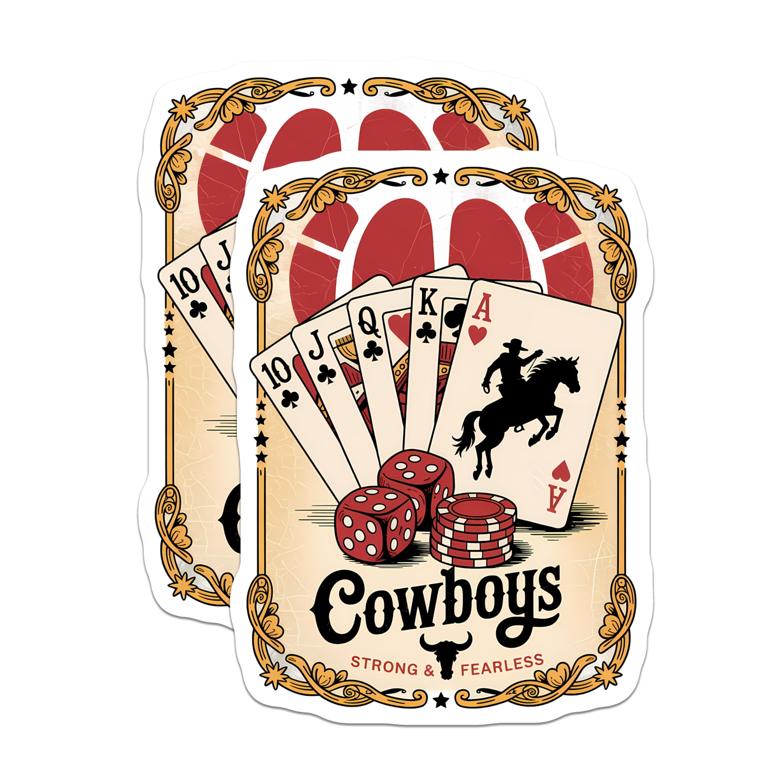 (2 Pack) Cowboy Poker Magnets - Western Playing Card Art - Wild West Casino Decor - Rodeo Dice Game Room Fridge Accents - 5 Inches On Longest Side - Thick Durable Magnet - Made in USA - MAG22367
