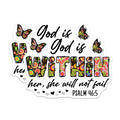 (2 Pack) God is Within Her Magnets - Boho Christian Verse - Psalm 46:5 Faith Inspiration for Her - 5 Inches On Longest Side - Thick Durable Magnet - Made in USA - MAG26461