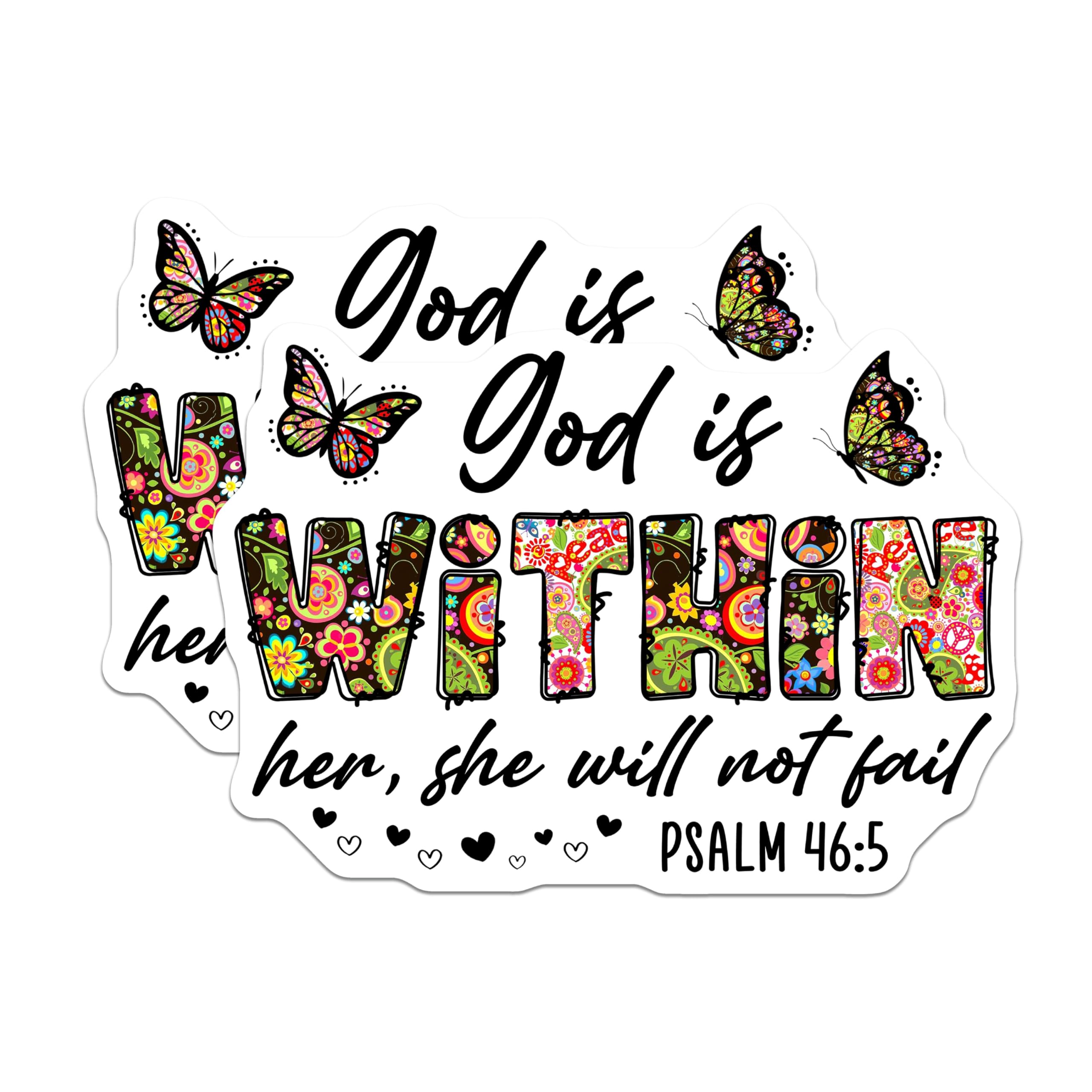 (2 Pack) God is Within Her Magnets - Boho Christian Verse - Psalm 46:5 Faith Inspiration for Her - 5 Inches On Longest Side - Thick Durable Magnet - Made in USA - MAG26461