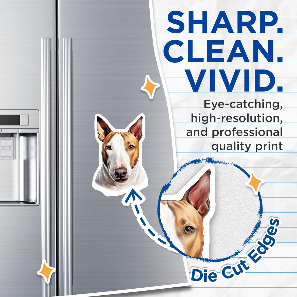 (2 Pack) Bull Terrier Dog Magnets - Loyal Companion Breed Art - Canine Pet Lover Refrigerator Home Office Locker Magnet Decor - 5 Inches On Longest Side - Thick Durable Magnet - Made in USA - MAG24881