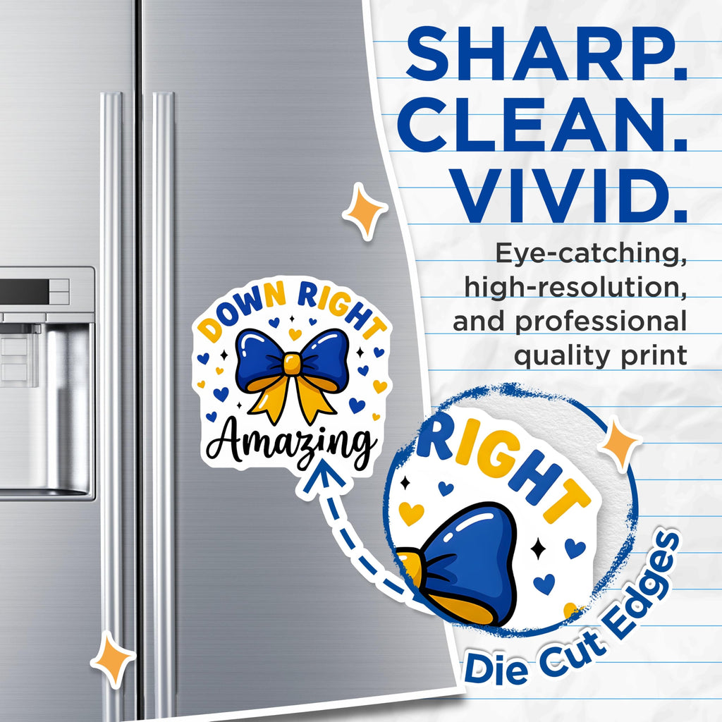 (2 Pack) Down Syndrome Awareness Magnets - Trisomy 21 Support - Inspiring Amazing Bow Decals - 5 Inches On Longest Side - Thick Durable Magnet - Made in USA - MAG24376