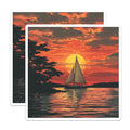 (2 Pack) Sailboat Sunset Magnets - Vibrant Seascape Art - Serene Lake Ocean View - Golden Hour Home Decor - 5 Inches On Longest Side - Thick Durable Magnet - Made in USA - MAG23662