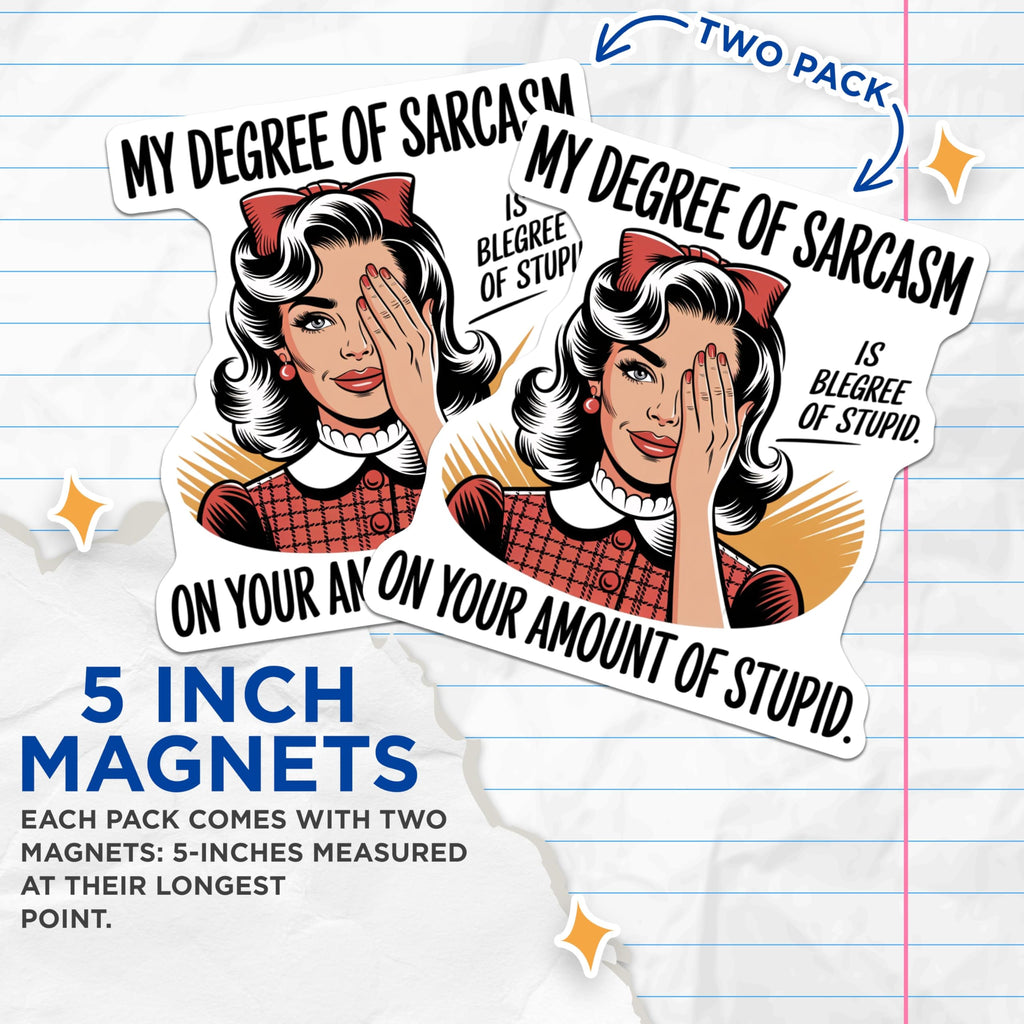 (2 Pack) Sarcastic Magnets - Pop Art Woman Facepalm Quote - Funny Fridge Refrigerator Office Locker Decor - 5 Inches On Longest Side - Thick Durable Magnet - Made in USA - MAG21332