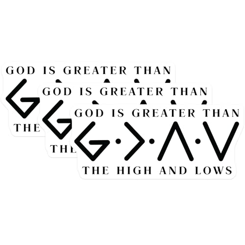 (3 Pack) God is Greater Decals - Christian Decal - Laptop Decal- 3 Inches On Longest Side - Easy Peel & Apply - Made in USA - 3MCS5732