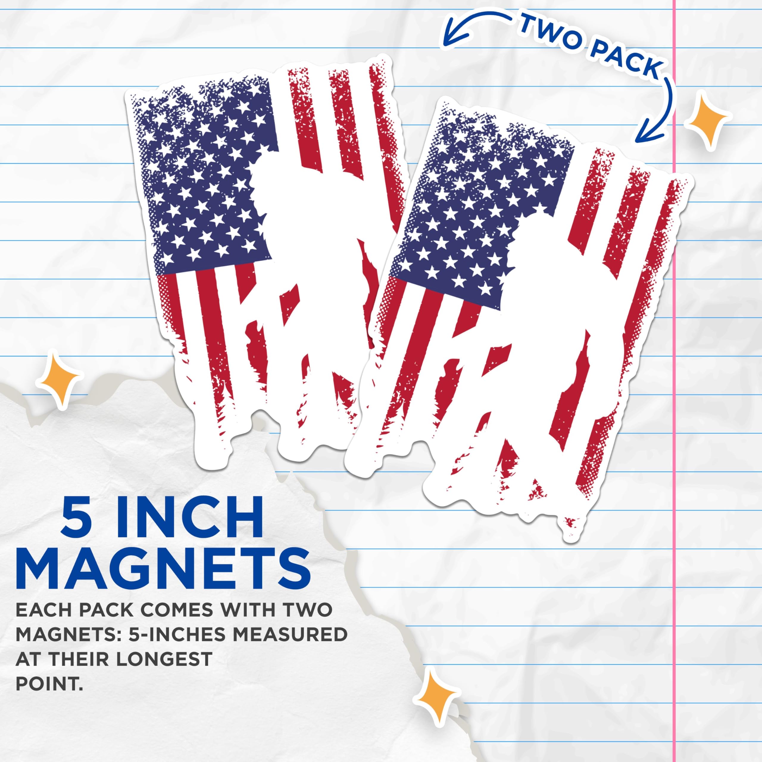 (2 Packs) American Flag Sasquatch Magnets - Bigfoot USA Flag American Pride Magnets - 5 Inches On Longest Side - Premium Magnet - for Fridges, Toolboxes, Cars - Made in USA - MAG2360