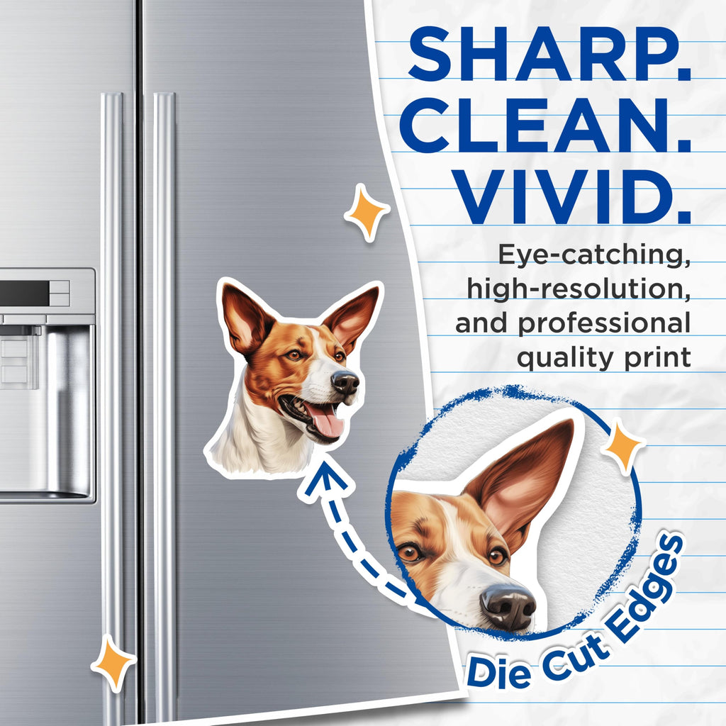 (2 Pack) Happy Dog Head Magnets - Realistic Pet Portrait Art - Canine Animal Enthusiast - Dog Mom Kitchen Decor - 5 Inches On Longest Side - Thick Durable Magnet - Made in USA - MAG29080