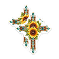 (2 Pack) Floral Cross Stickers - Sunflower Design - Inspirational Art Decals for Journals Planners and Scrapbooks - 5" On Longest Side - Sticks to Smooth Flat Surfaces - Made in USA - BMCS8738