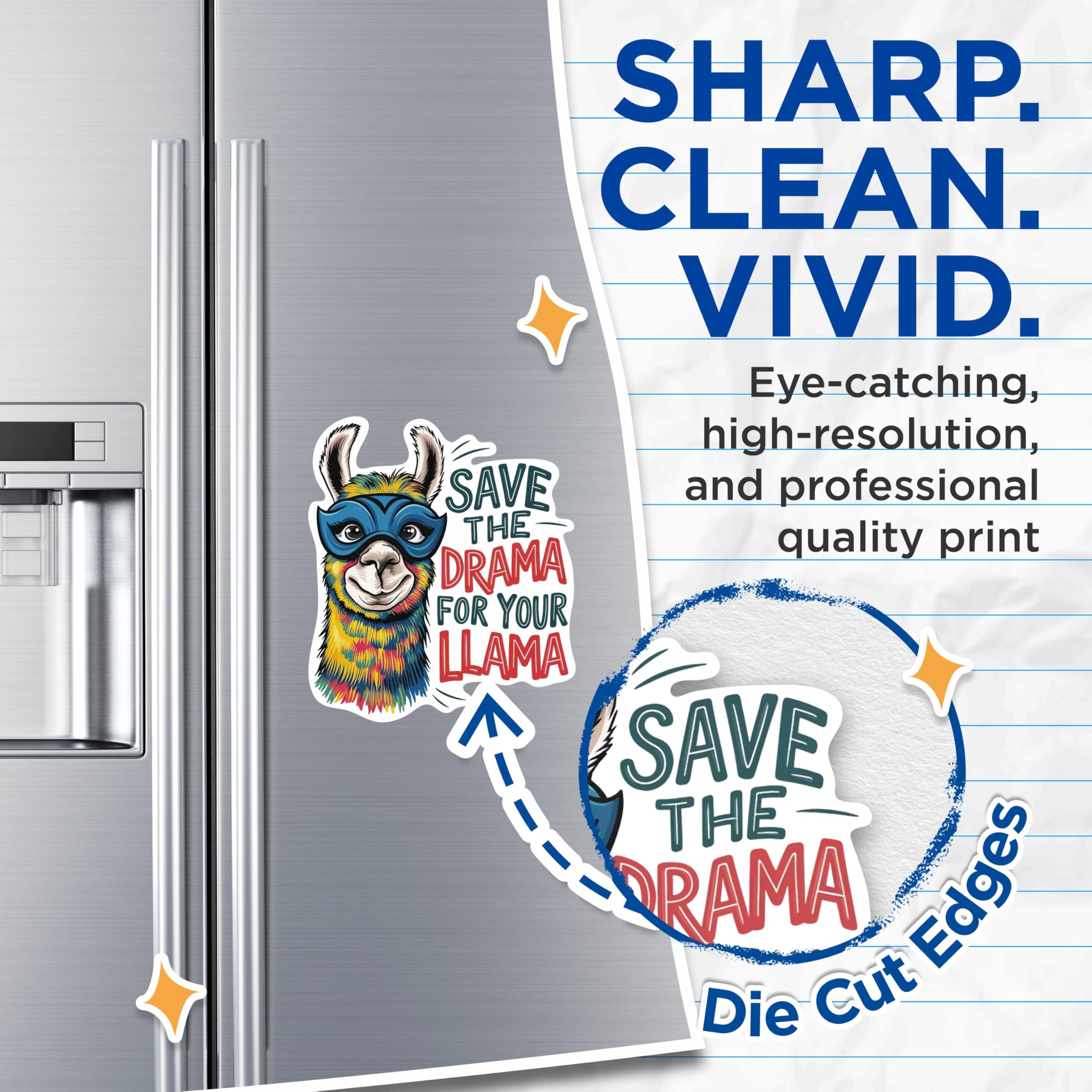 (2 Pack) Save The Drama for Your Llama Magnets - Funny Punny Animal Lover Magnet - 5 Inches On Longest Side - Premium Magnet - for Cars, Refrigerators, Toolboxes - Made in USA - MAG2030