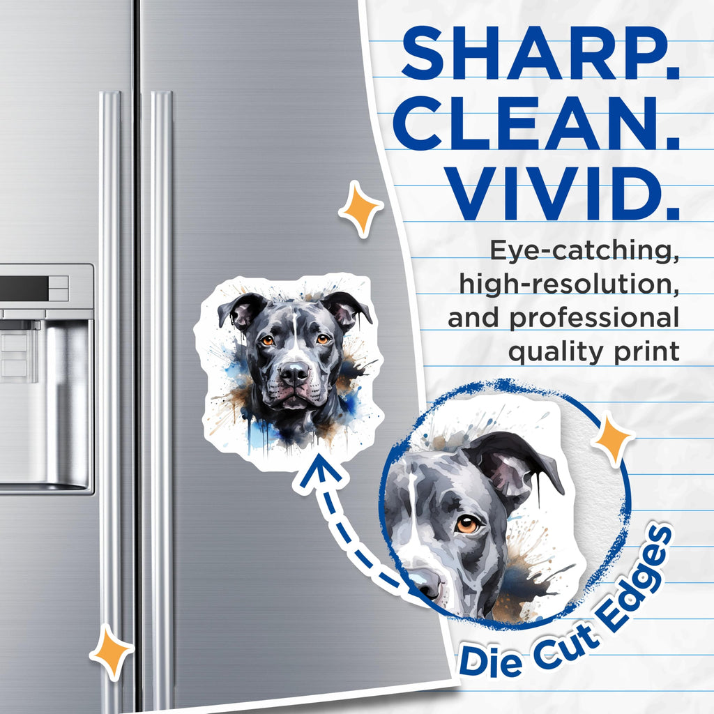 (2 Pack) Pitbull Magnets - Watercolor Dog Art Appliance Decor - Pit Bull Mom Dad Home Fridge Locker Display - 5 Inches On Longest Side - Thick Durable Magnet - Made in USA - MAG24423