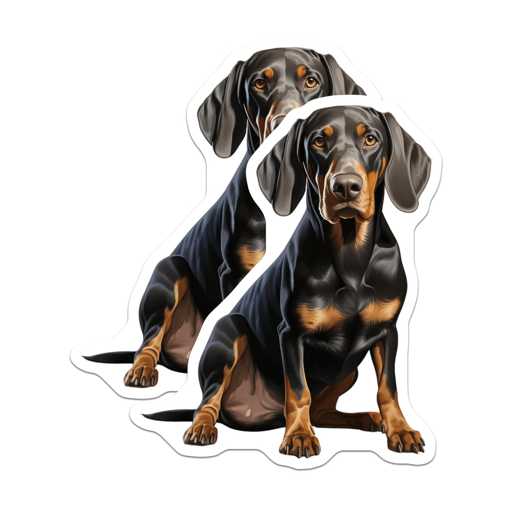 (2 Pack) Black and Tan Coonhound Magnets - Lifelike Scenthound Dog Art - Canine Pet Lover Refrigerator Locker Decor - 5 Inches On Longest Side - Thick Durable Magnet - Made in USA - MAG23965